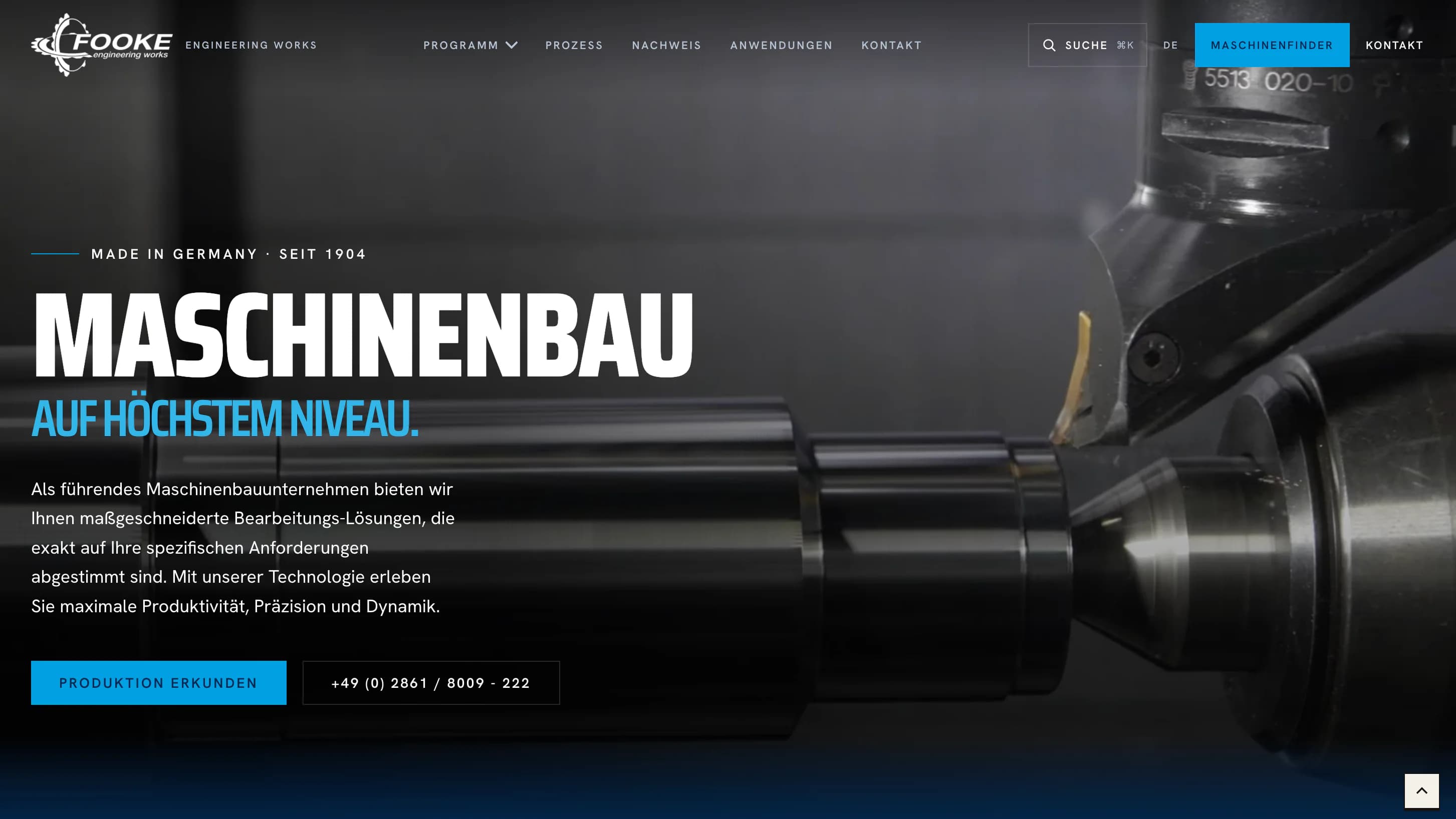 Screenshot des Designkonzepts für FOOKE
